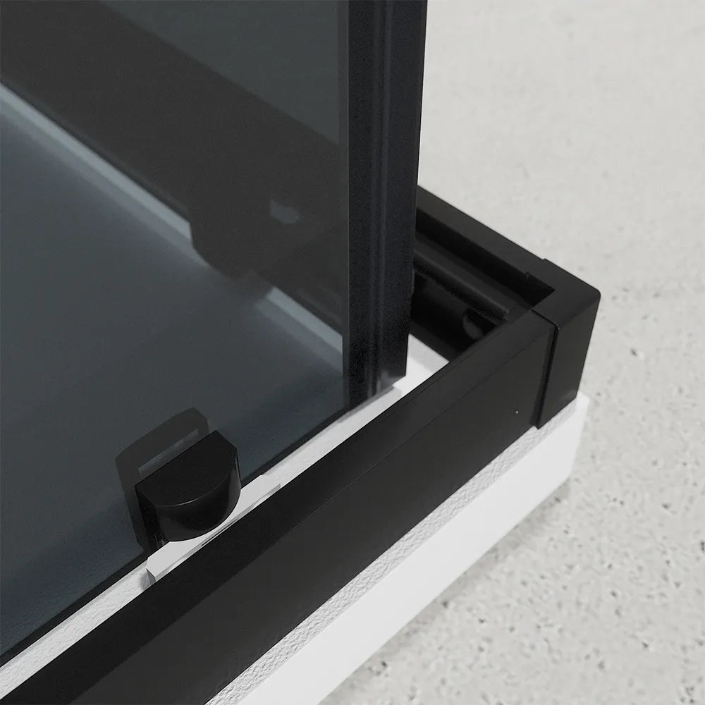 Box doccia nero opaco 3 lati 80x120x80 cm con doppio scorrevole h190 cm e vetro fumè 6 mm | Tremiti