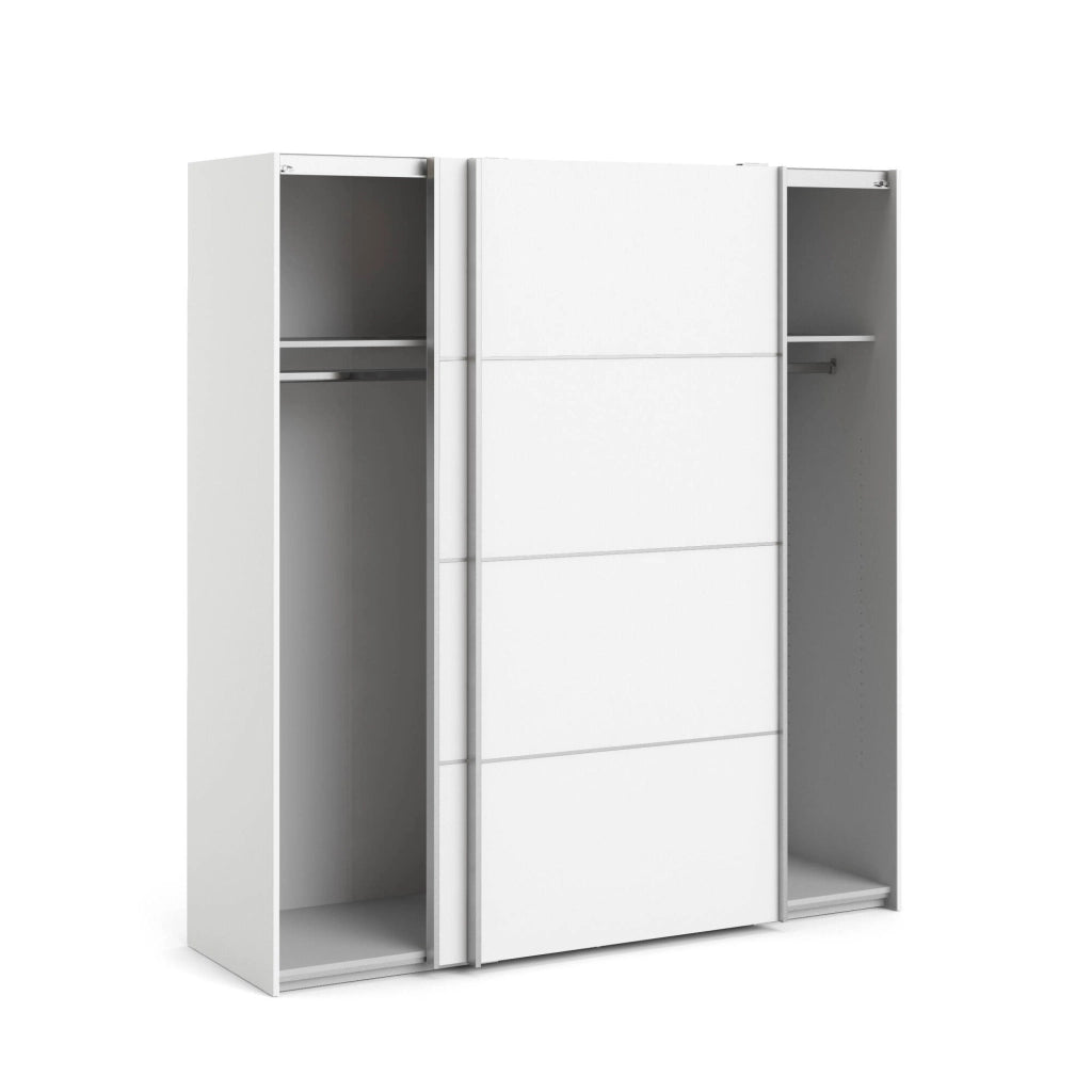 Guardaroba 2 ante Attilio, Mobile camera da letto, Cabina armadio portabiti, Armadio appendiabiti, 182x64 h202 cm, Bianco