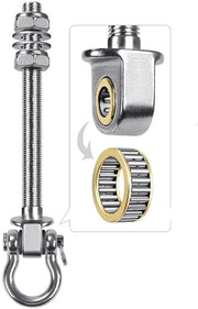 Set di 4 ganci oscillanti in acciaio inossidabile 304, con viti da 12,7 cm e bracci da 180 mm, dotati di anelli oscillanti rimovibili, adatti per travi in legno e metallo, reti da letto e impianti elettrici.