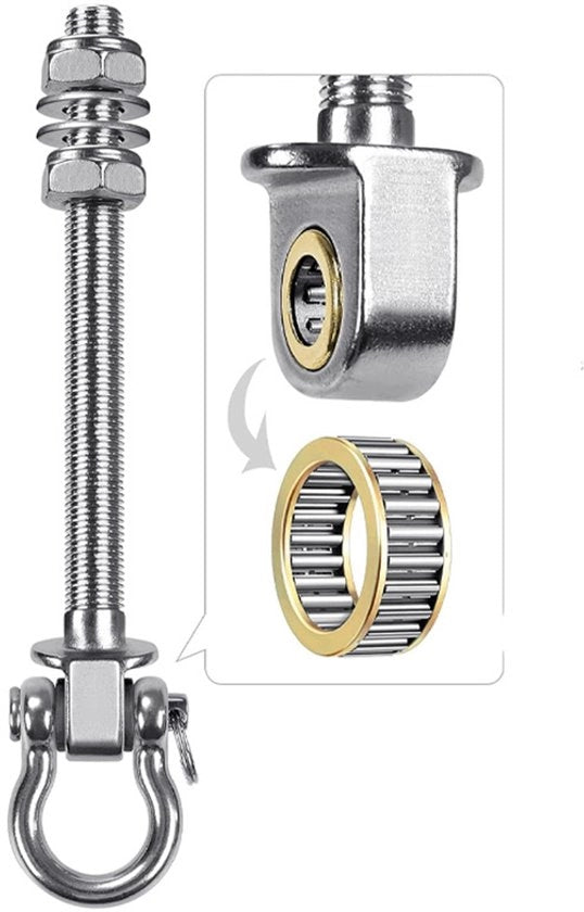 Set di 4 ganci oscillanti in acciaio inossidabile 304, con viti da 12,7 cm e bracci da 180 mm, dotati di anelli oscillanti rimovibili, adatti per travi in legno e metallo, reti da letto e impianti elettrici.