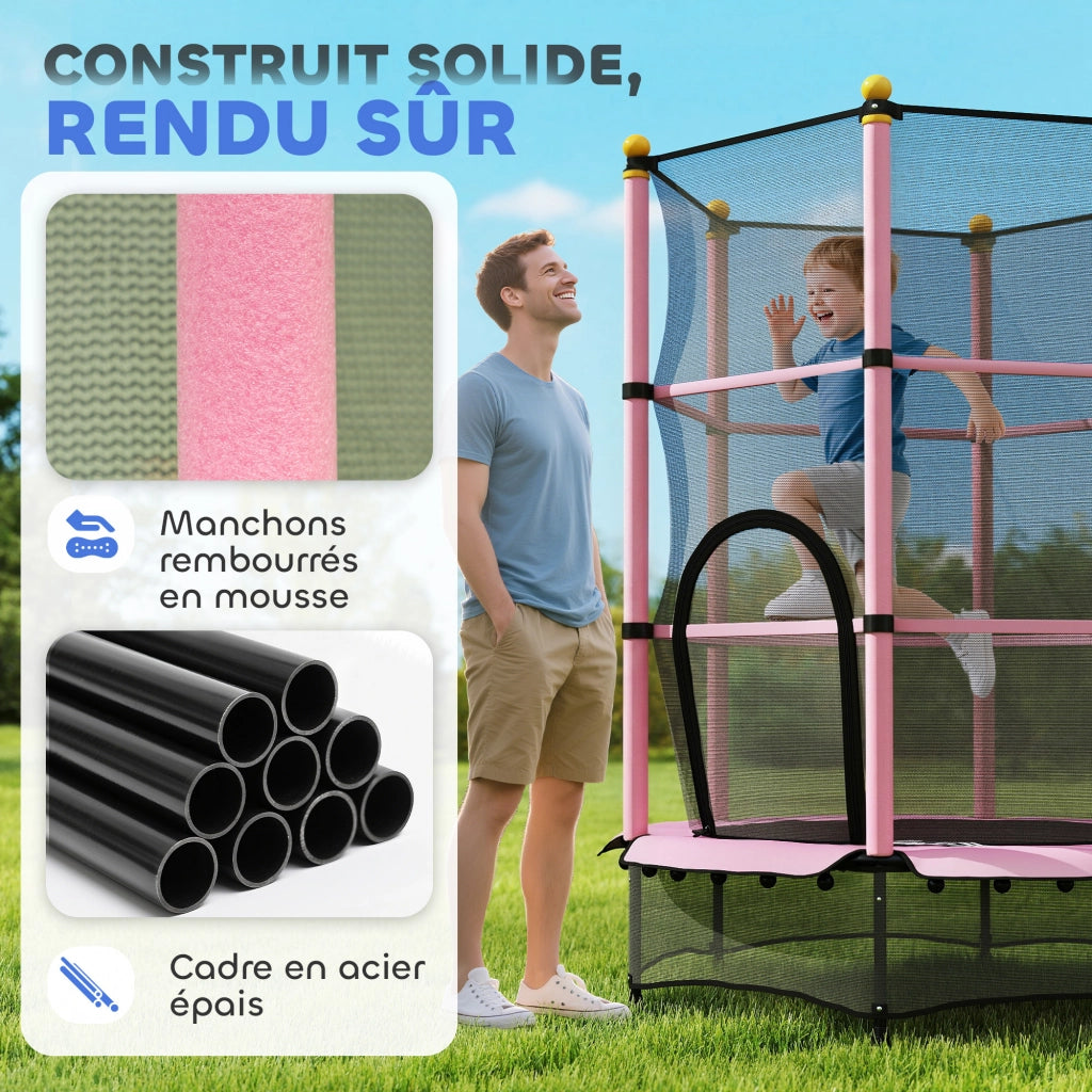 Trampolino da giardino per bambini ¨C Minimal ¨C rosa 140x190 cm