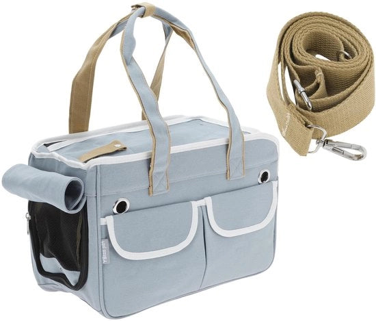 Borsa di Trasporto con Panno Rimovibile - Borsa da Spalla - 2 Tasche - Respirante - Per Piccoli Animali da Compagnia fino a 7.5 kg - Tessuto di Alta Qualità Oxford - Borsa per Cani