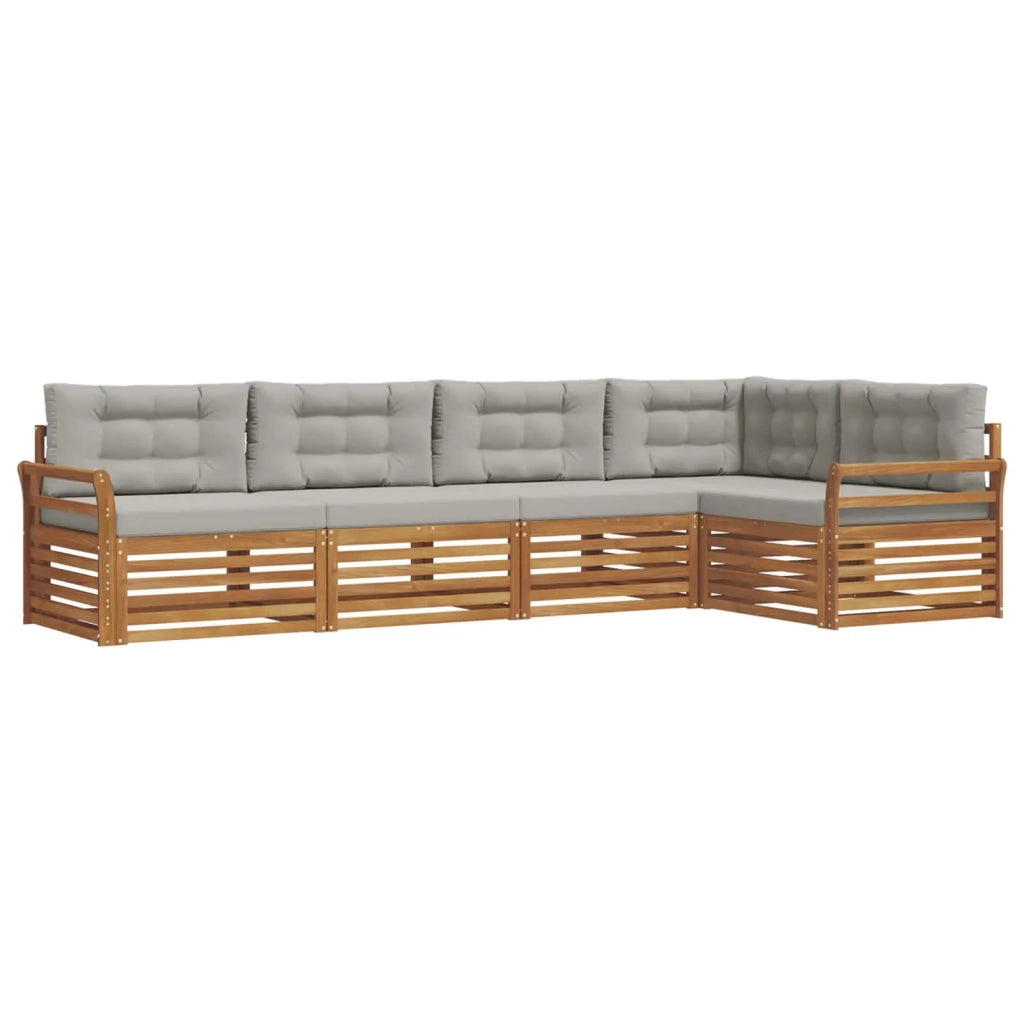 Set di divani da esterno 5 pcs Grigio Naturale e Chiaro