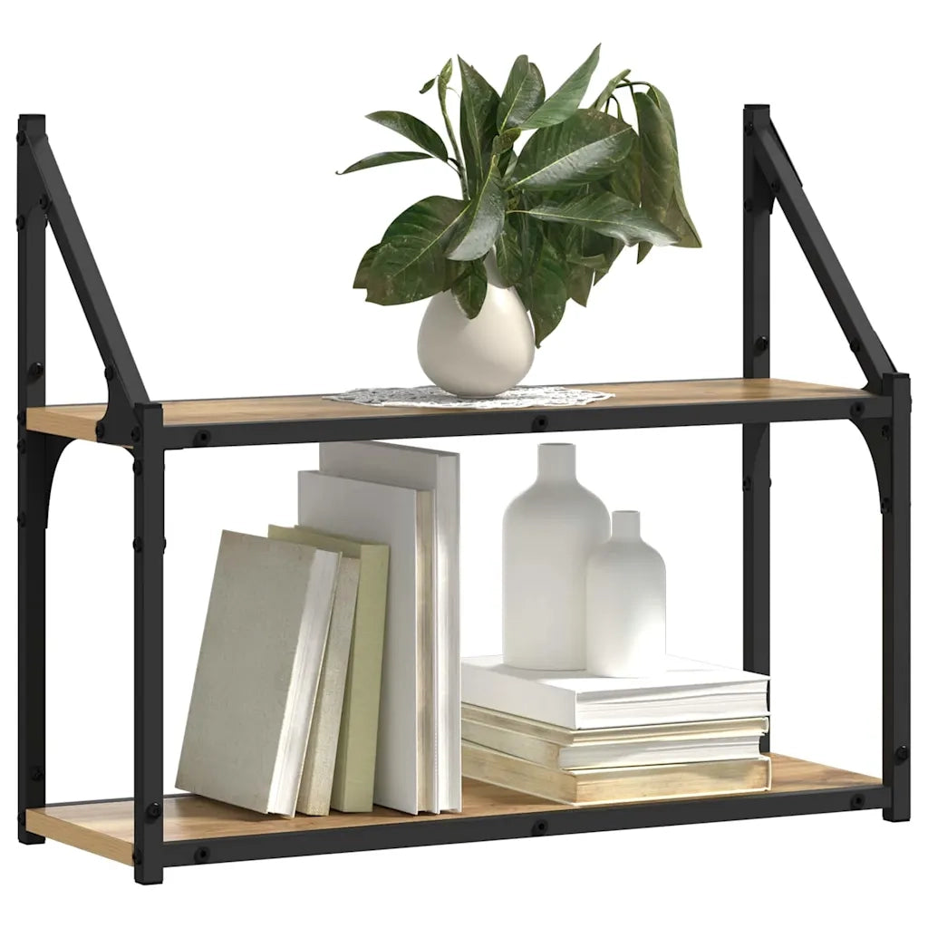 Scaffale da parete rovere artigianale 60 x 21 x 51 cm