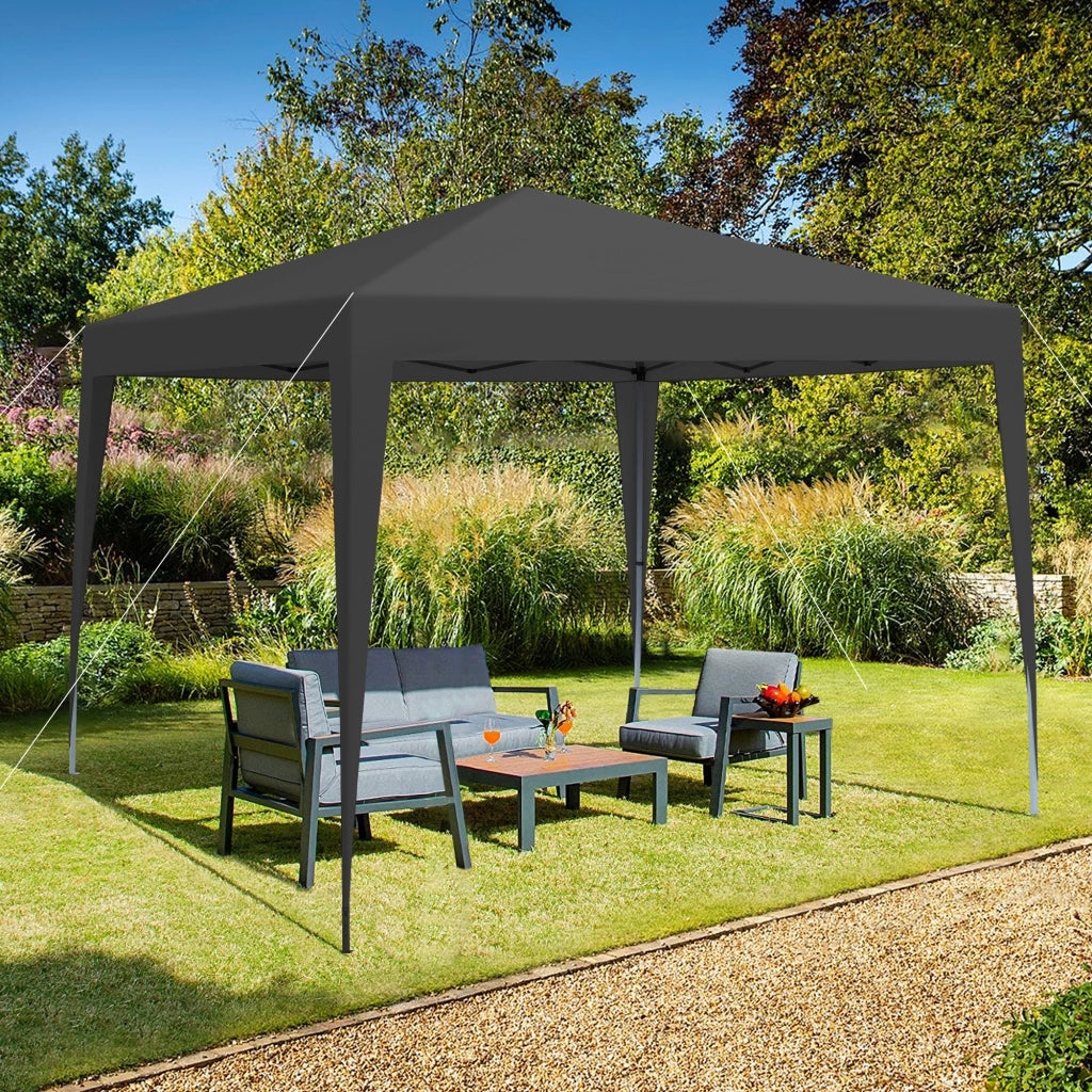 GAZEBO PIEGHEVOLE 3 x 3 m Nero con 4 pareti laterali e 4 sacchi di sabbia