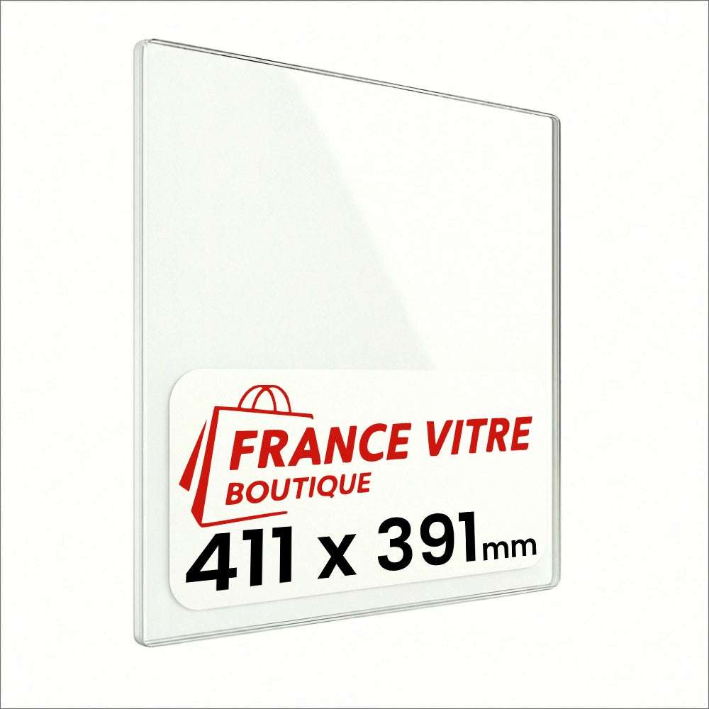 411 x 391 x 4 mm - Vetro per stufa a legna - vetro camino di ricambio - vetro per caminetto resistente al fuoco - France Vitre