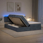 Letto con contenitore LED e materasso Grigio Scuro 200 x 200 cm 3459391