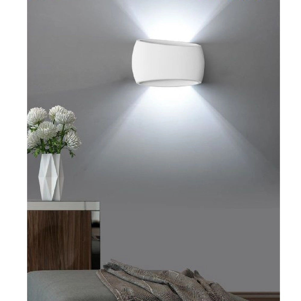 Trade Shop - Applique Da Parete Ovale In Gesso Verniciabile Doppia Emissione Luminosa R7s E08 -