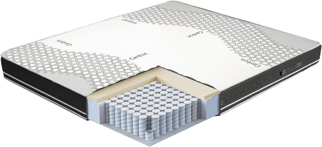 Materasso Molle Insacchettate e Memory Singolo 85x190, alto 25 cm - Rivestimento Carbon. | Zefiro