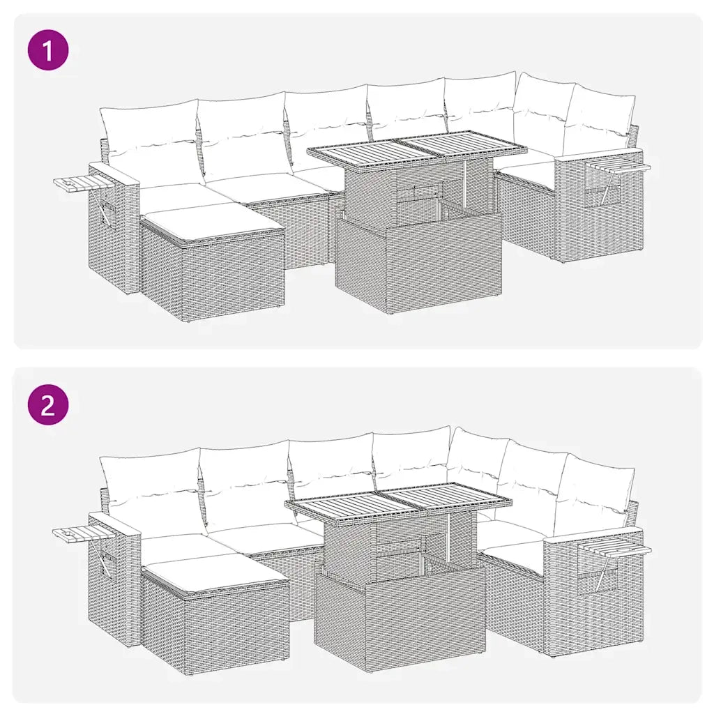 Set Divano da Giardino 8pz con Cuscini Grigio Polyrattan Acacia 3327627