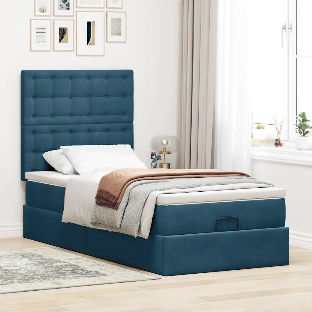 Struttura Letto Pouf con Materassi 90x200 cm in Velluto 3313593