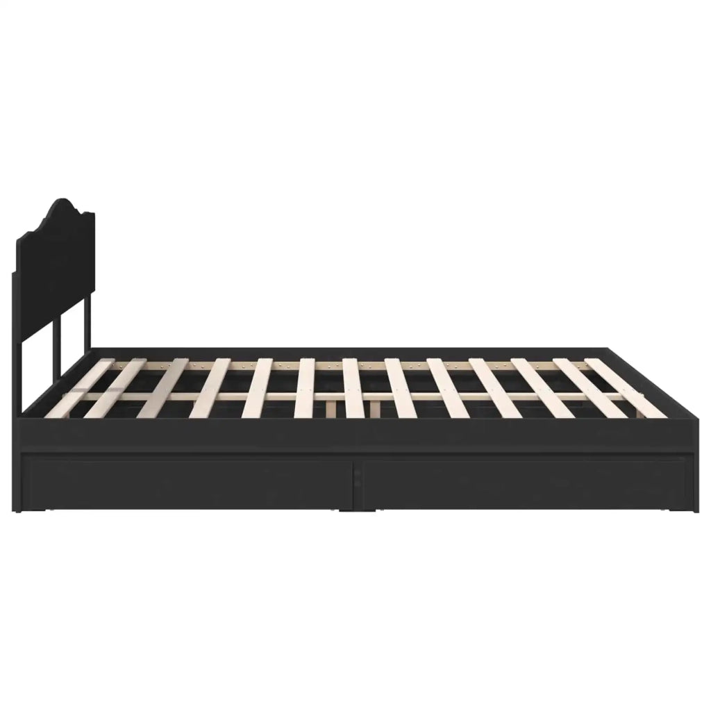 Letto con Contenitore Nero 200 x 200 cm Legno multistrato 3413062