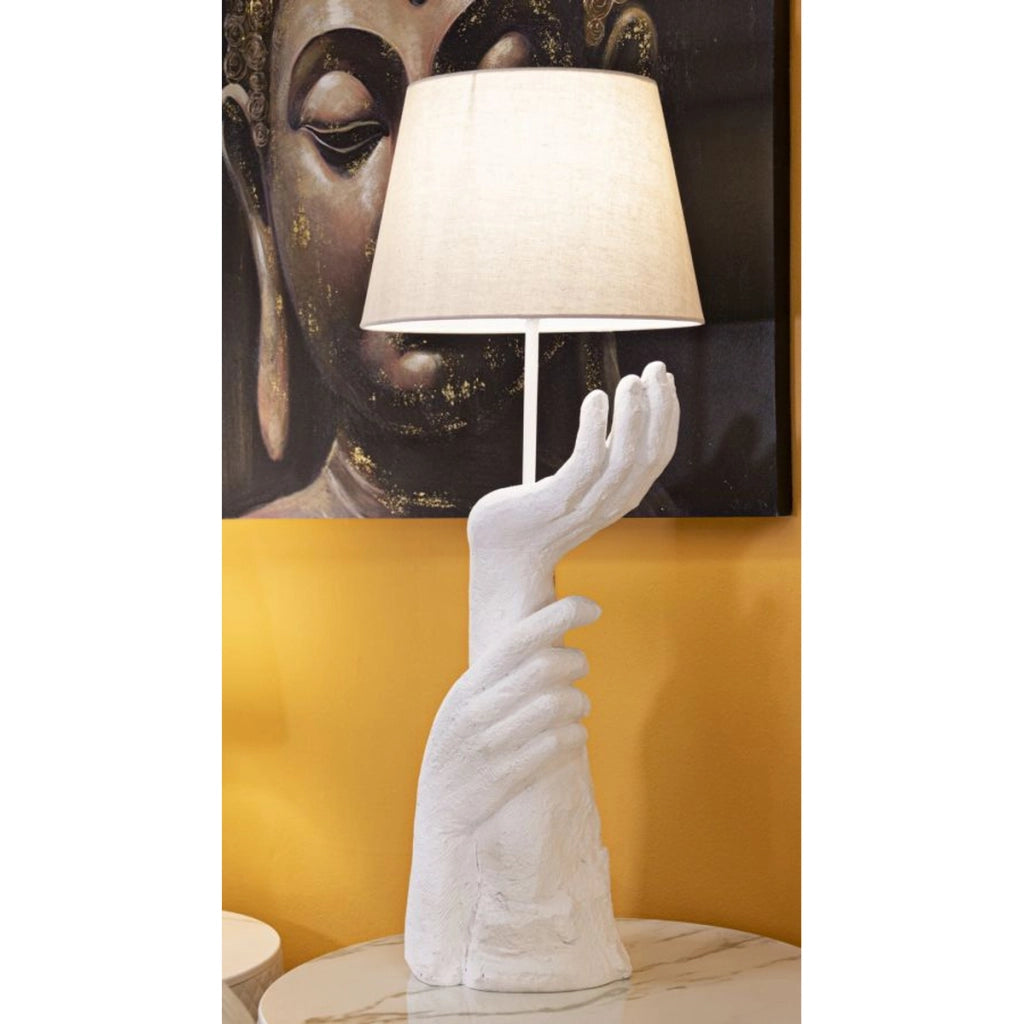 Lampada da Tavolo Mani, Bianco, Poliresina, 35x35x93 cm