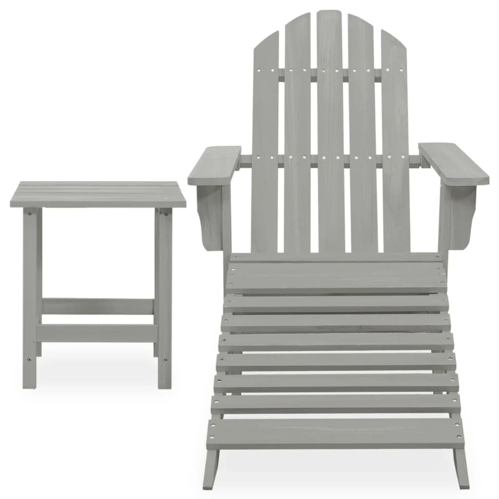 Sedia da giardino Adirondack con pouf e tavolo in abete grigio 02_0013326