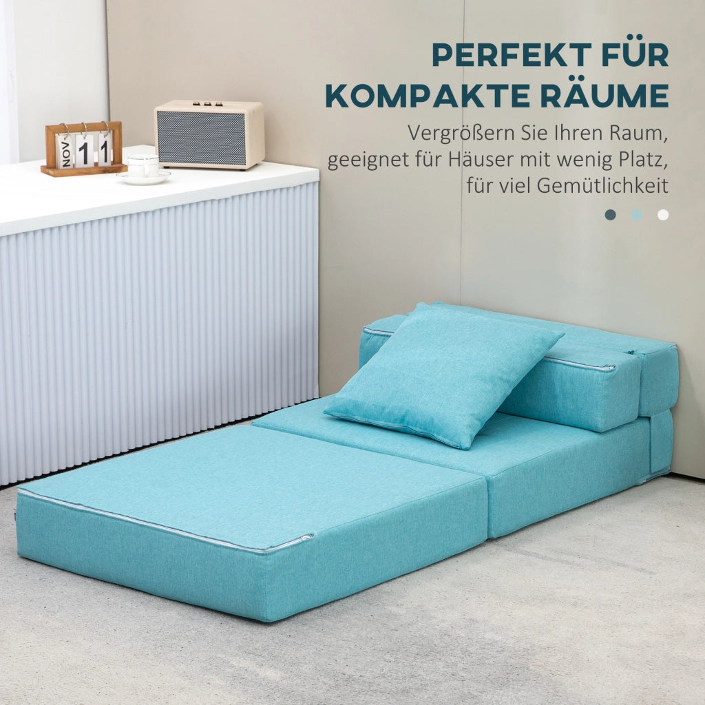 Sedia letto imbottita ¨C zephmum ¨C 70x70x61 cm, blu chiaro