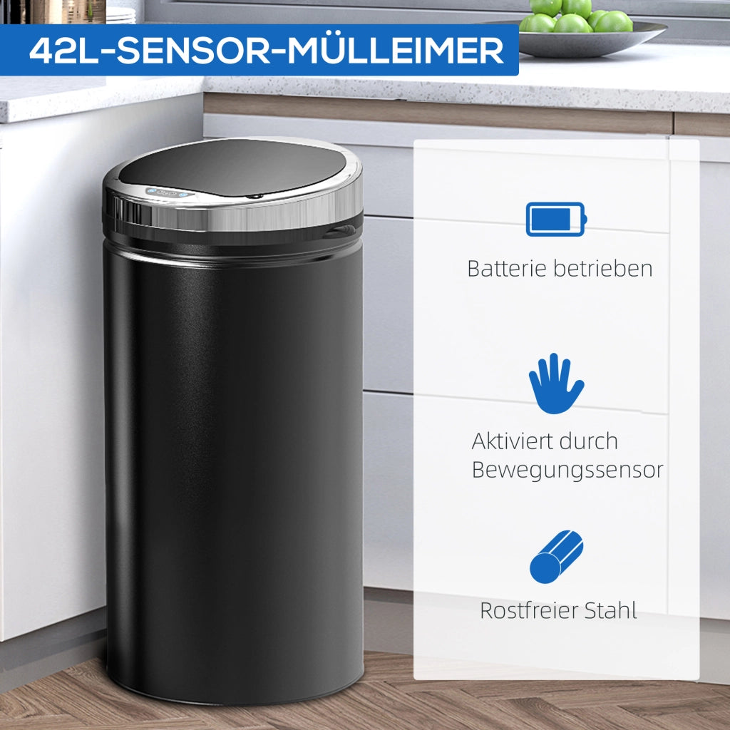 PATTUMIERA con sensore 42 L 30,5x30,5x68 cm Acciaio Nero