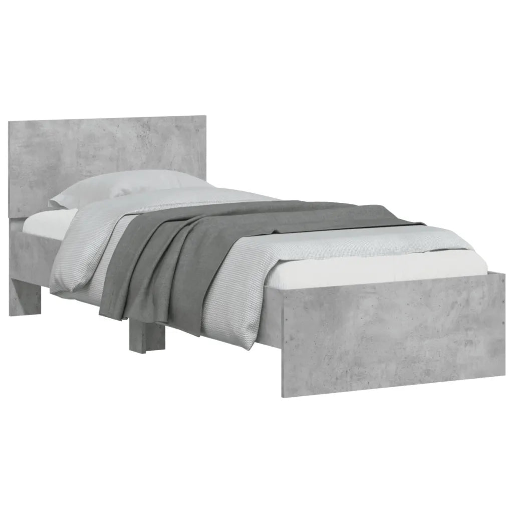 Giroletto con Testiera e LED Grigio Cemento 75x190 cm 838844