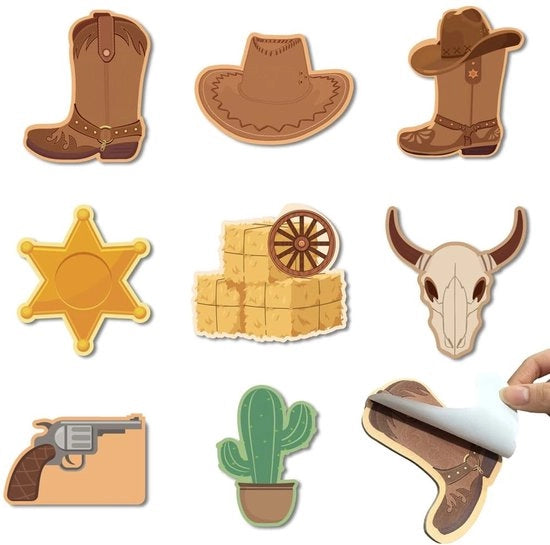 Set di Note Adesive 8 Blocchi - 30 Fogli per Blocco - Tema Western - Cactus/Cavallo Testa di Cavallo/Scarpe/Capra - 8 cm x 8 cm - Organizza le Tue Idee - Blocchi di Note