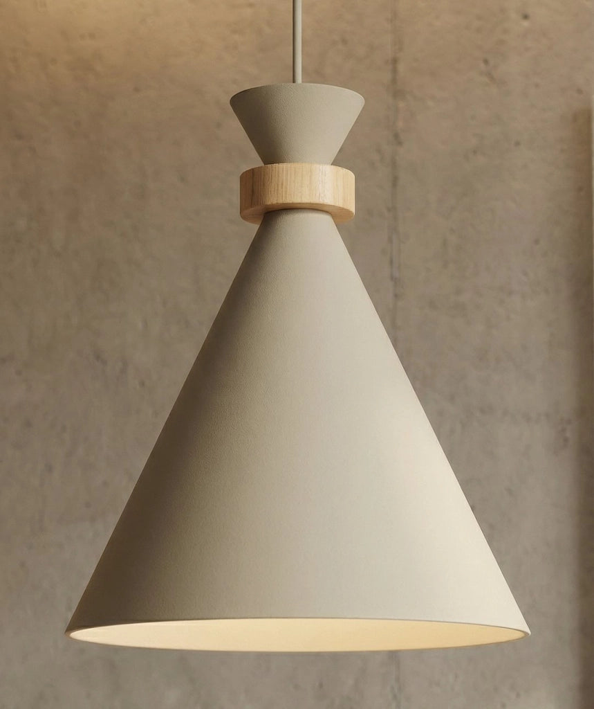 Lampada a sospensione ZERO beige con legno 1xE27 Emibig