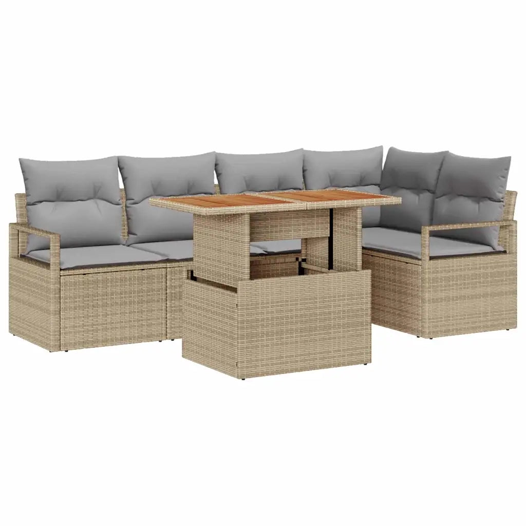 Set da Pranzo per Giardino con cuscino 6 pcs Beige e grigio 3349713