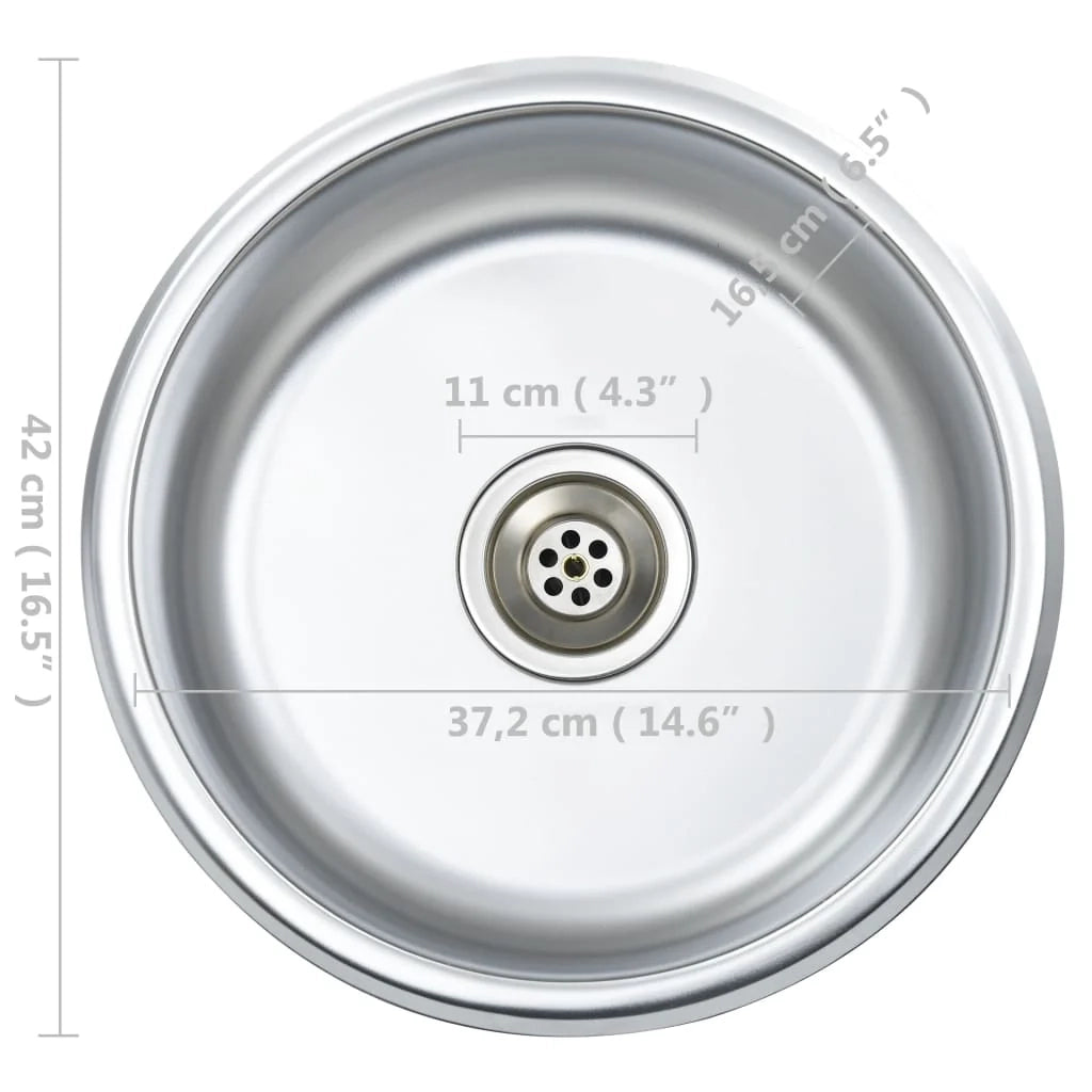 Lavello da cucina con filtro e sifone lavello rotondo da incasso superficie antigraffio acciaio inossidabile resistente adatto per interni domestici 02_0002355