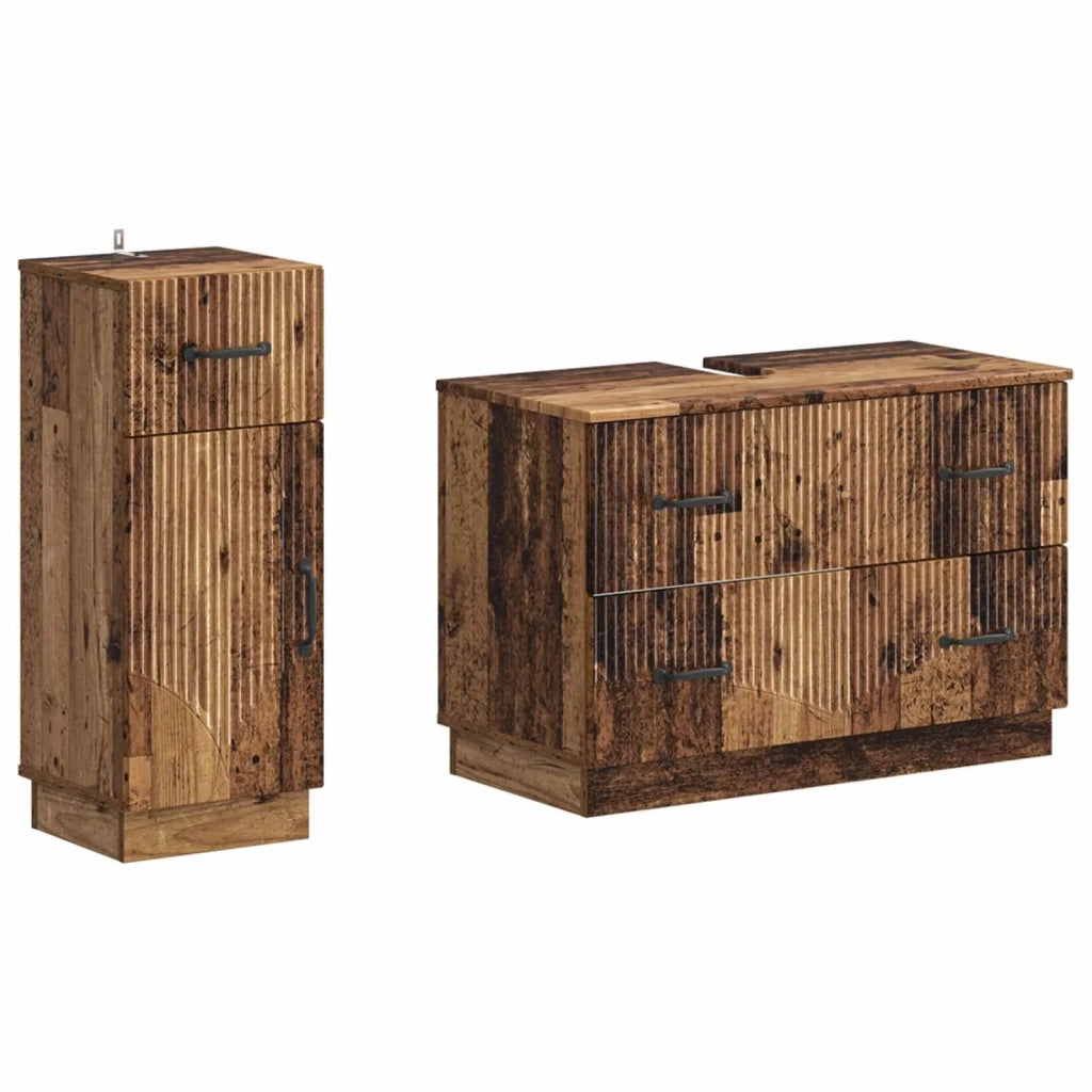 Set di Armadi da Bagno da 2 Pezzi HOORN Legno antico 3417718
