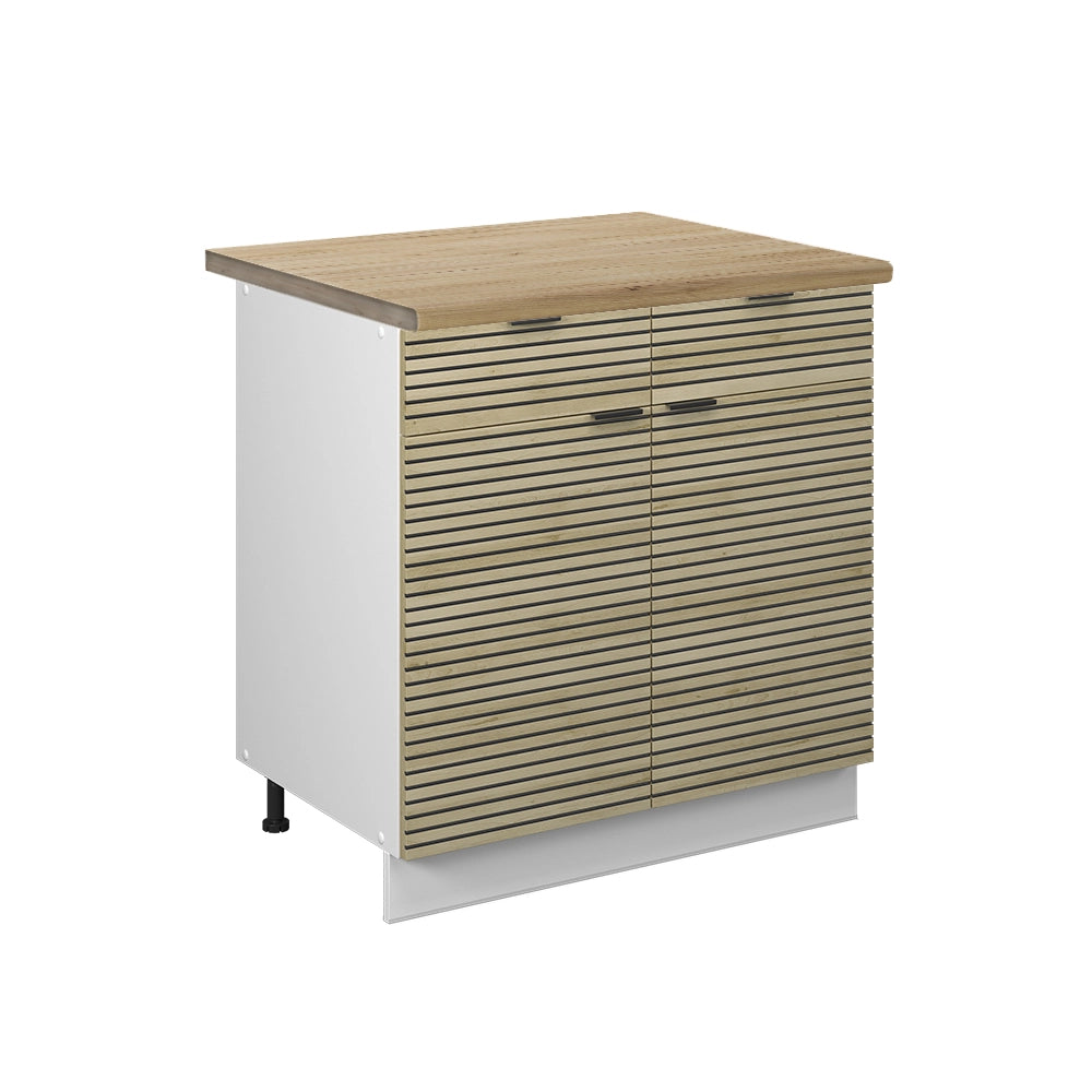 Mobiletto base per cucina Fame-Line Pannello in quercia/Bianco 80 cm, PL Rovere Vicco
