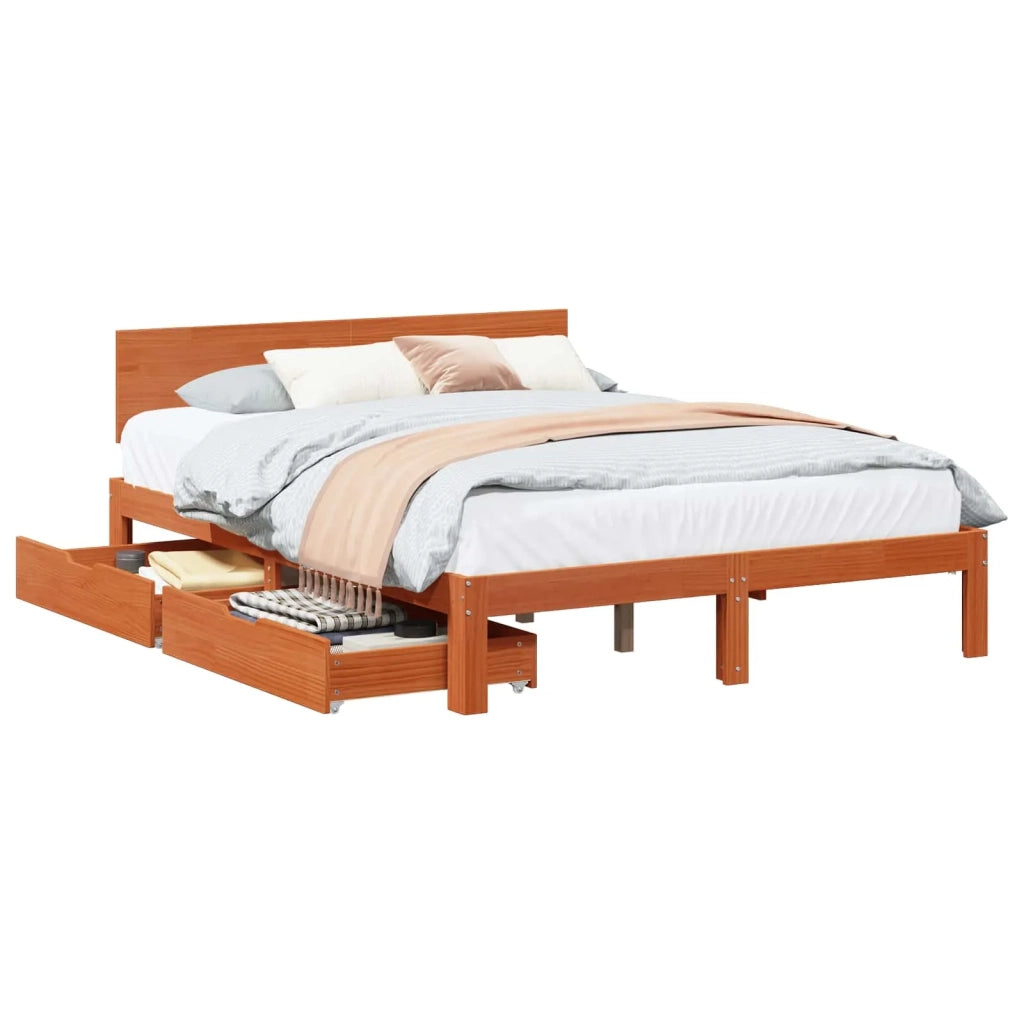 Struttura del letto 3 pcs Marrone cerato Legno di Pino Massello 3422739