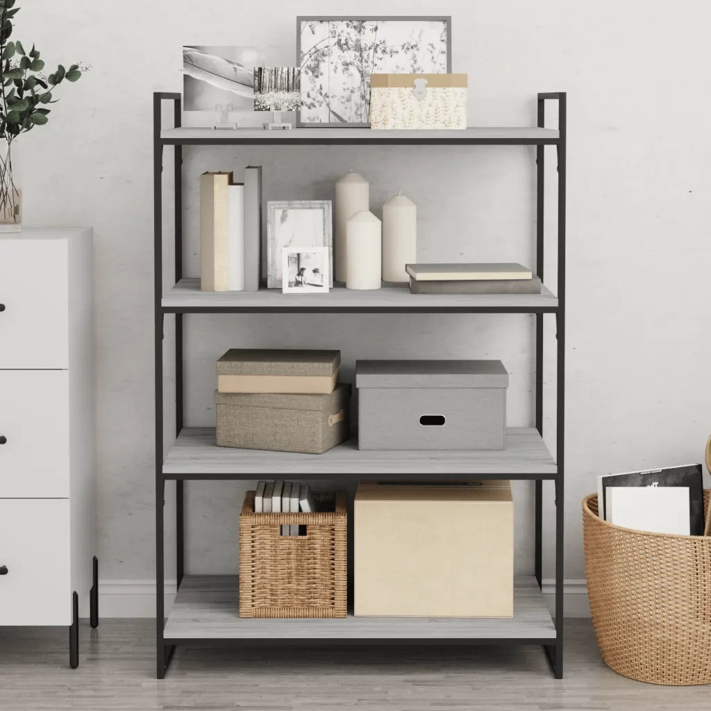 Mensole Parete 4pz Grigio Sonoma 80x40x1,5cm Legno Multistrato 838275