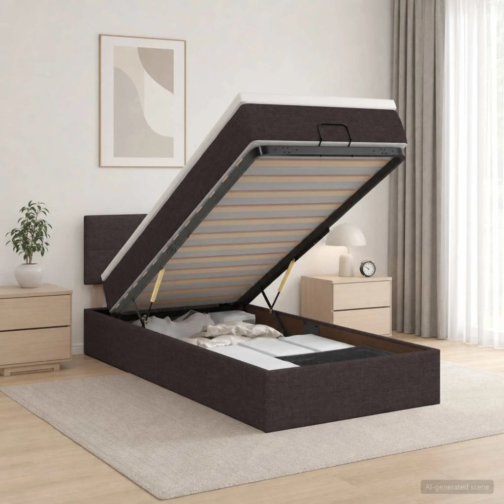 Letto ottomano con materasso Marrone Scuro 80 x 200 cm Tessuto 3456284