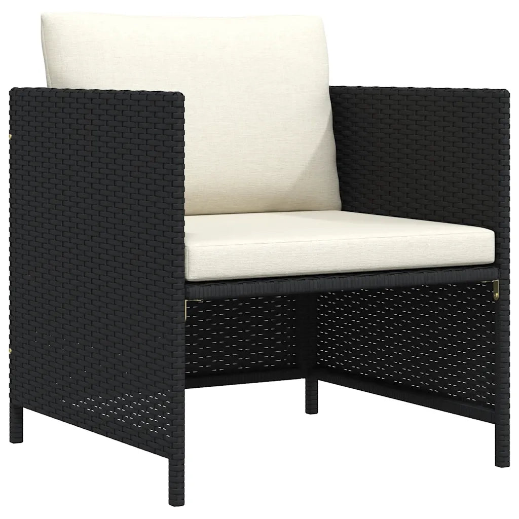 Poltrona da Giardino con Cuscini in Polyrattan Nero cod mxl 70681