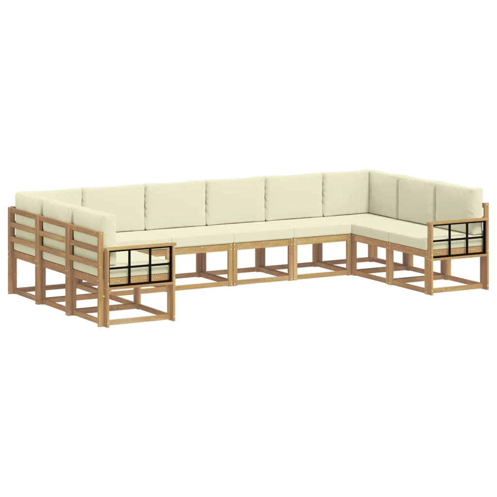 Set di divani da esterno con cuscino 10 pcs Bianco e Crema