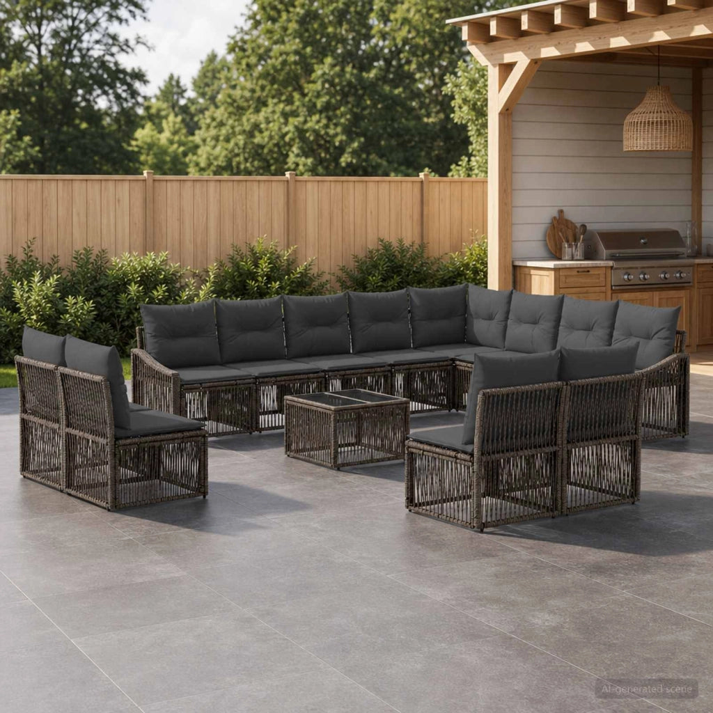 Set Divano da Giardino 13 pz Grigio polyrattan 3436166