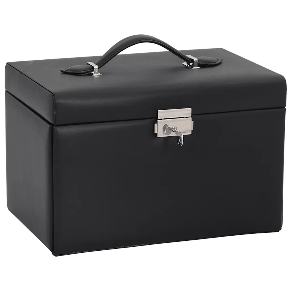 Portagioie a 3 Strati con Specchio Bloccabile Nero 26x18x17,5cm CFW3192193