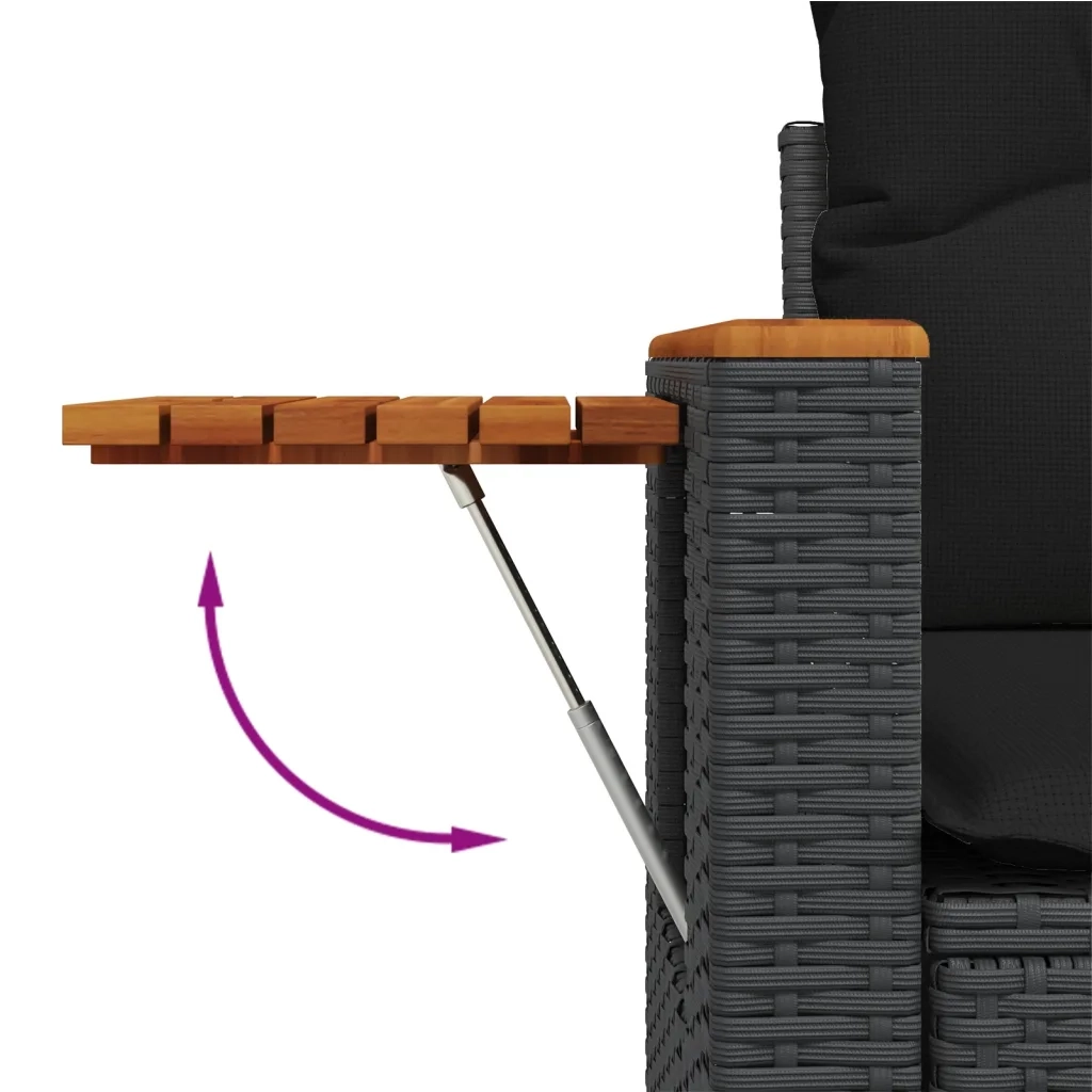 Set Divani da Giardino con Cuscini 7pz Nero Polyrattan 3227042