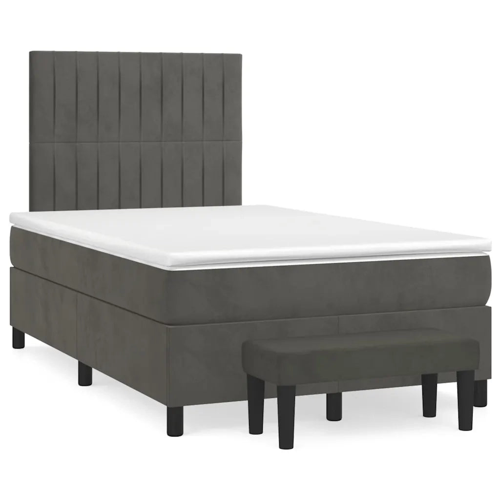 Giroletto a Molle con Materasso Grigio Scuro 120x190 cm Velluto