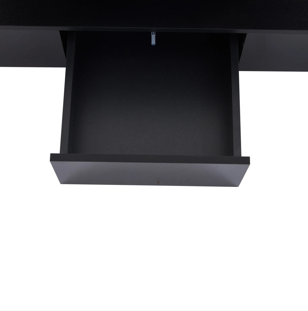 Tavolino da salotto moderno nero 100 x 50 x 39 cm con LED dimmerabile e spazio contenitivo