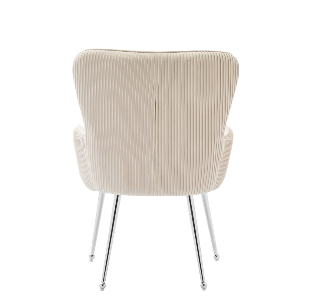 Set di 6 sedie in velluto con braccioli e supporto lombare beige