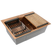 Lavello In Acciaio Con Set Di Accessori 3 Pz. Rea Liam Brush Copper Accessori grigi