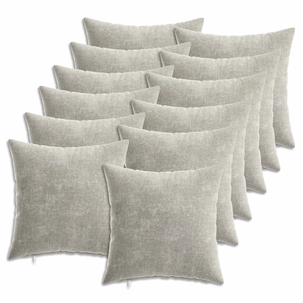Federa 12 pcs HEERLEN Grigio Chiaro 40 x 40 cm Tessuto Chenille 908505