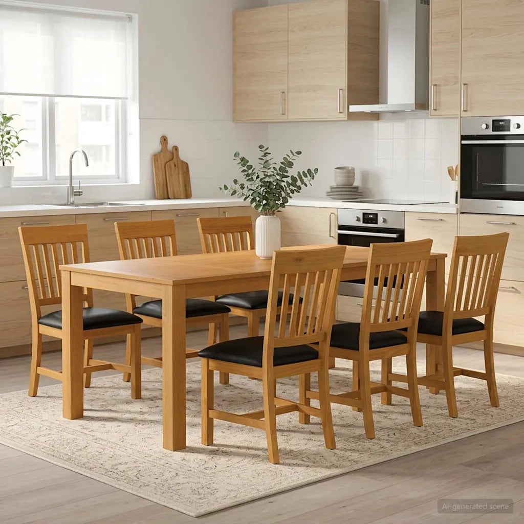 Set da pranzo 7 pz Nero Legno di Quercia Massello 3430388