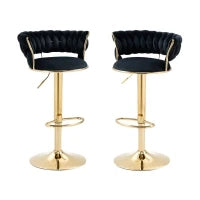 Set di 2 Sgabelli da Bar Girevoli 360° in Velluto con Altezza Regolabile, Design Lussuoso per Cucina e Sala da Pranzo, Nero