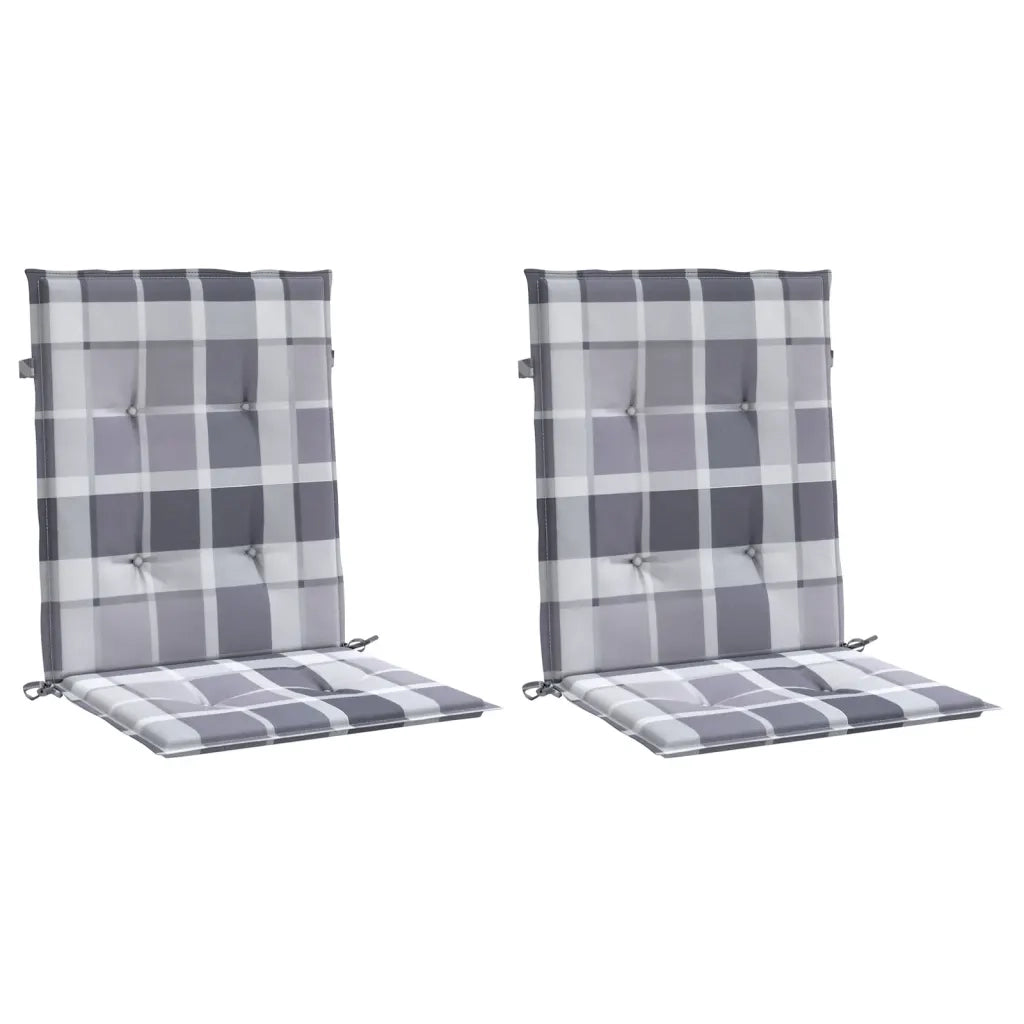 Cuscini per Sedia 2 pz a Quadri Grigi 100x50x3cm Tessuto Oxford 314155