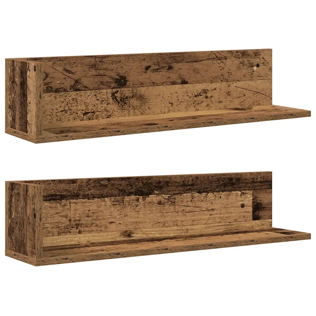 Mensole da Parete 2pz Legno Vecchio 75x16,5x16,5 cm Truciolato