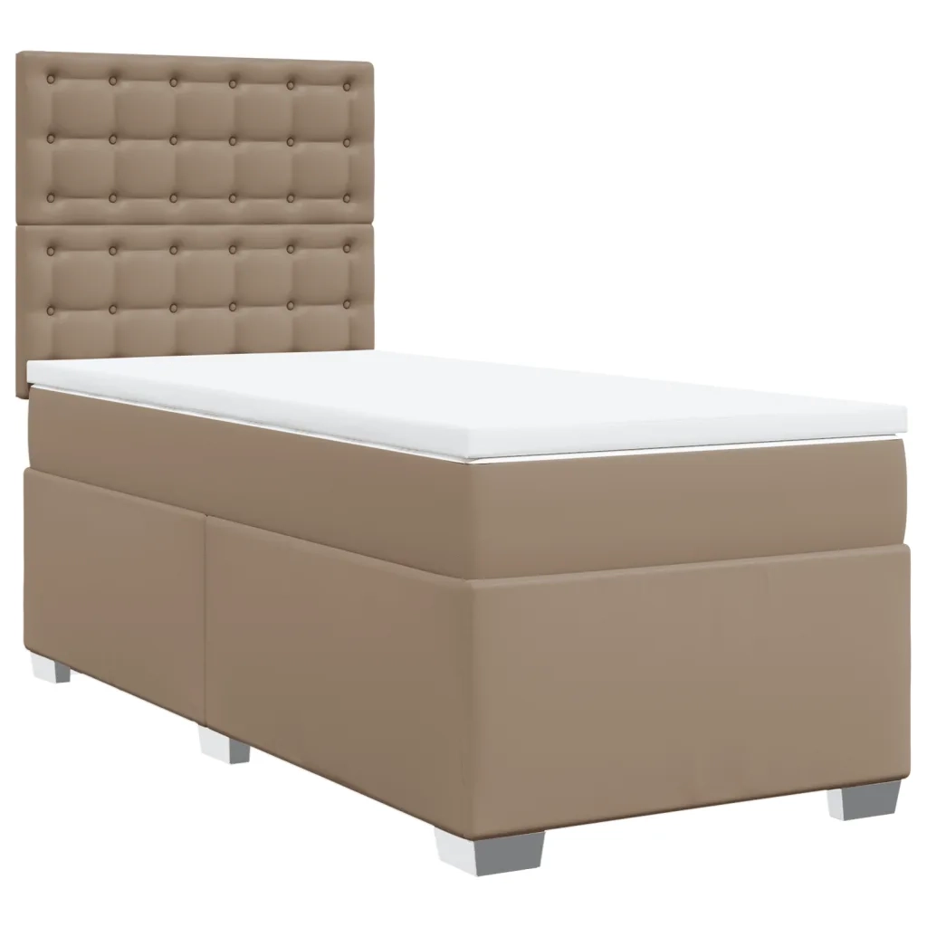 vidaXL Giroletto a Molle con Materasso Cappuccino 90x200 cm Similpelle