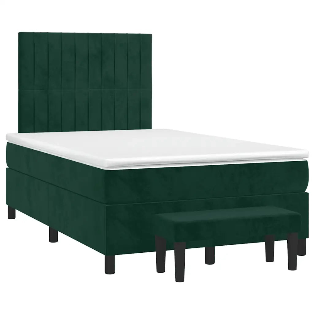 Giroletto a Molle con Materasso Verde Scuro 120x200 cm Velluto