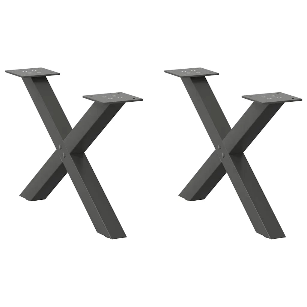 Gambe per Tavolino da CaffÃ¨ a Forma di X 2 pz Antracite 50x(30-31) cm Acciaio