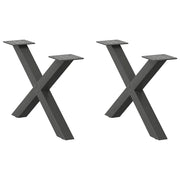 Gambe per Tavolino da CaffÃ¨ a Forma di X 2 pz Antracite 50x(30-31) cm Acciaio