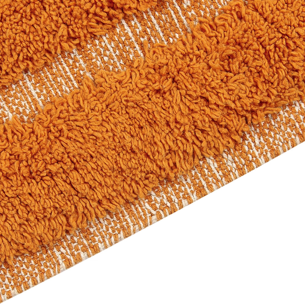 Tappeto rettangolare in cotone arancione 80 x 150 cm con frange boho soggiorno camera da letto