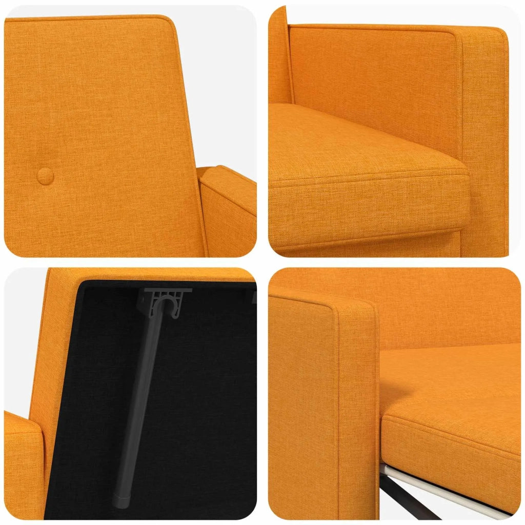Divano Letto Estraibile Giallo Scuro Tessuto